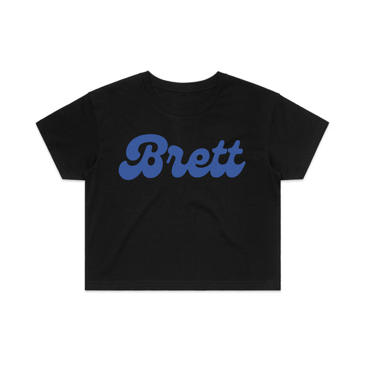 Brett Text Logo Women's Cropped Tee - Black