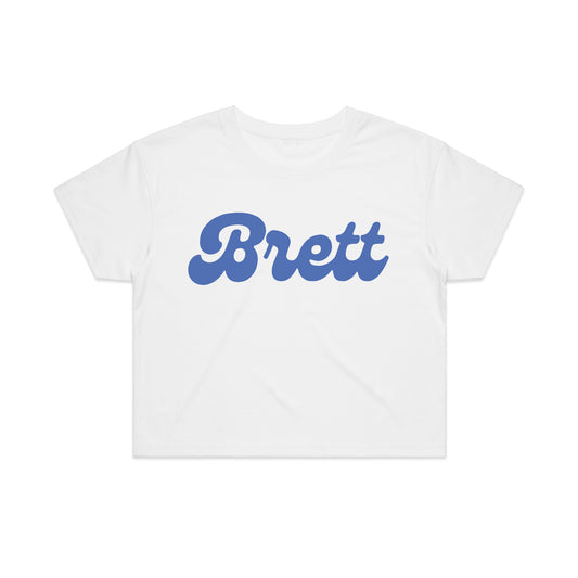 Brett Text Logo Women's Cropped Tee - White