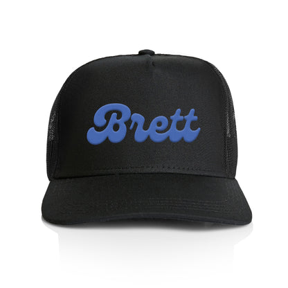 Brett Text Logo Trucker Hat - Black