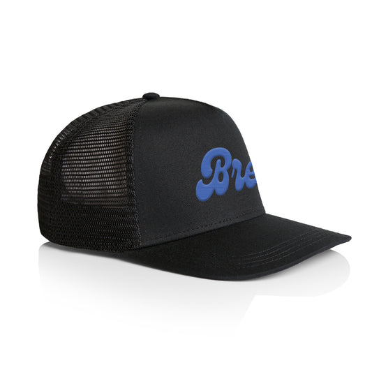 Brett Text Logo Trucker Hat - Black