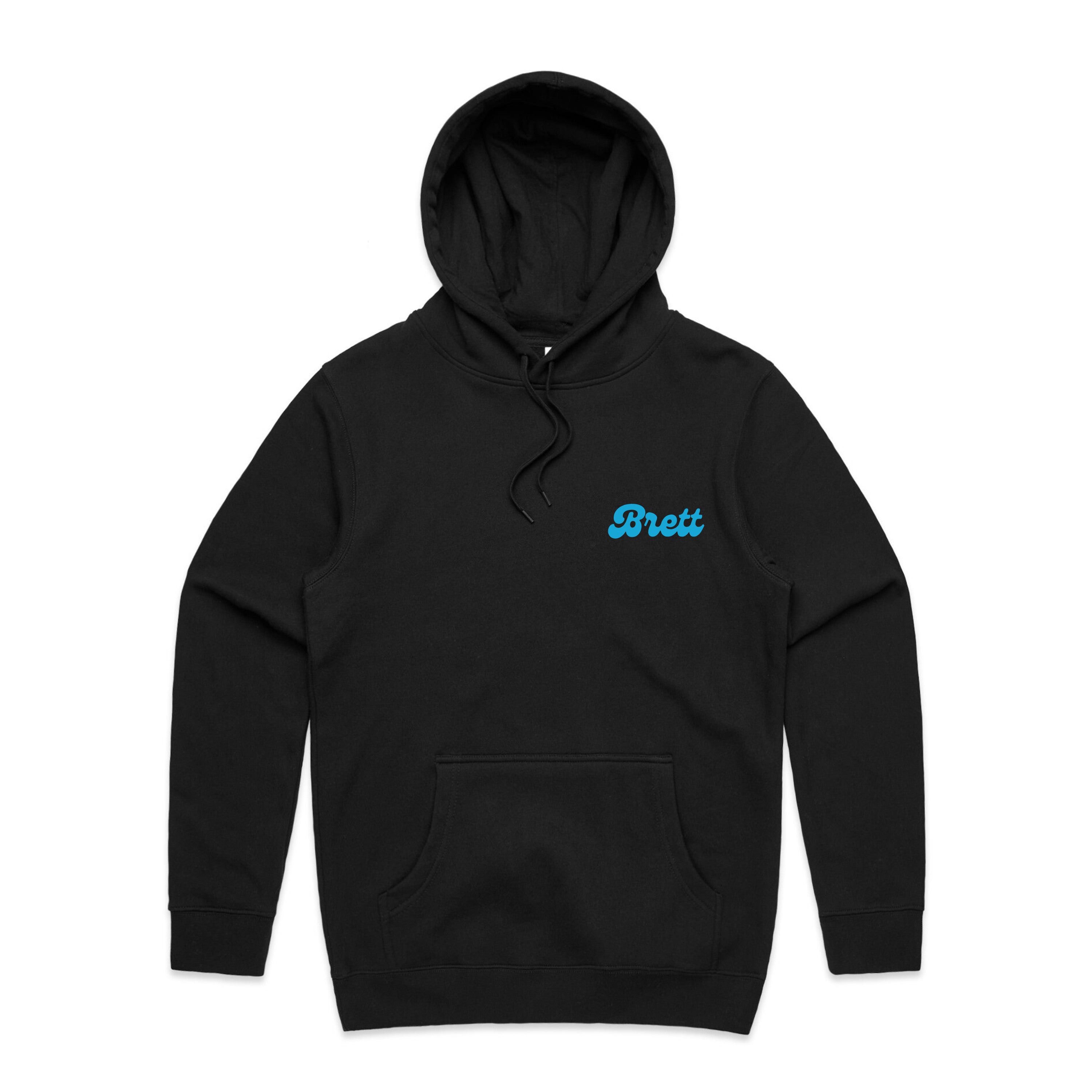 Brett Pocket Text Logo and Back Logo Hoodie - Black