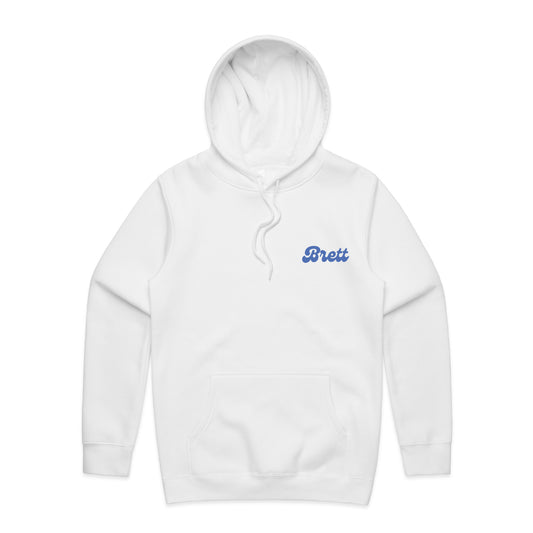 Brett Pocket Text Logo and Back Logo Hoodie - White