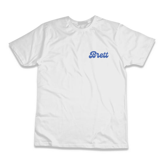 Brett Pocket Text Logo and Back Logo T-Shirt - White